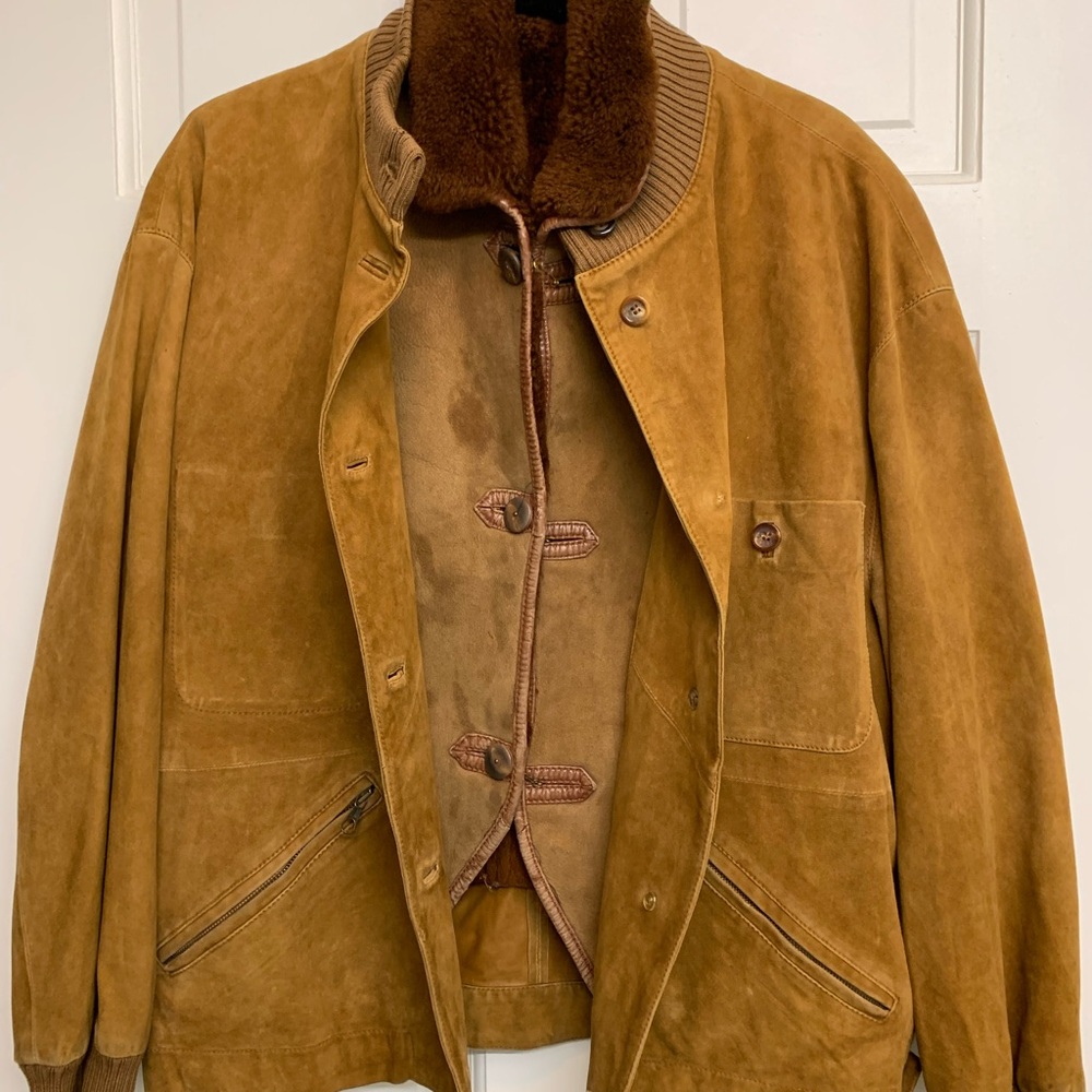 Fendi Brown Suede Bomber Jacket